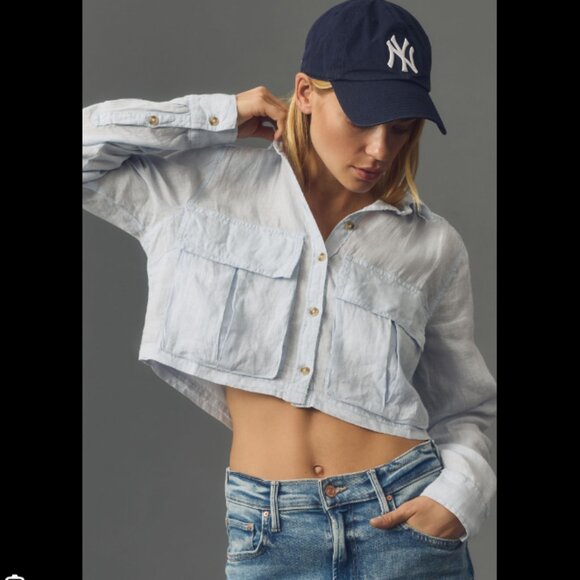 Brand New Pilcro Utility Cropped Buttondown Shirt - Picture 1 of 5
